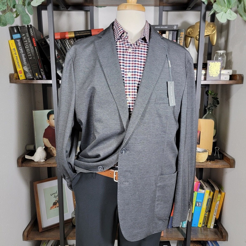 Michael Kors KIMBLE Men's Unstructured Blazer Charcoal Size 52R SLIM FIT NEW